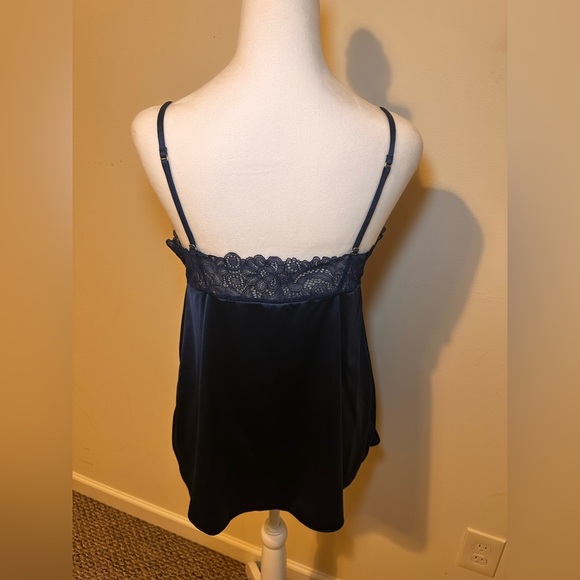 SOMA Satin Lace Cami Navy Blue Size Large - Picture 2 of 5